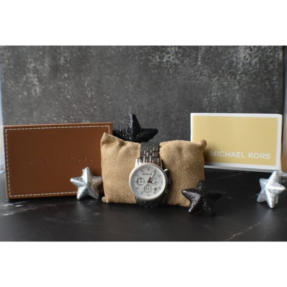 Michael Kors Women’s Chronograph Mother of Pearl Dial Stainless Steel Time Piece - Picture 12 of 16